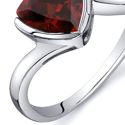 Garnet Ring Sterling Silver Trillion Shape 2.25 Carats