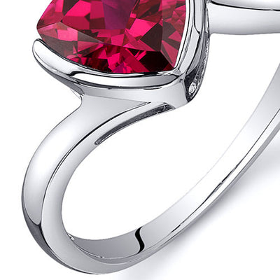 Created Ruby Trillion Sterling Silver Ring Size 5