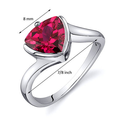 Created Ruby Trillion Sterling Silver Ring Size 5