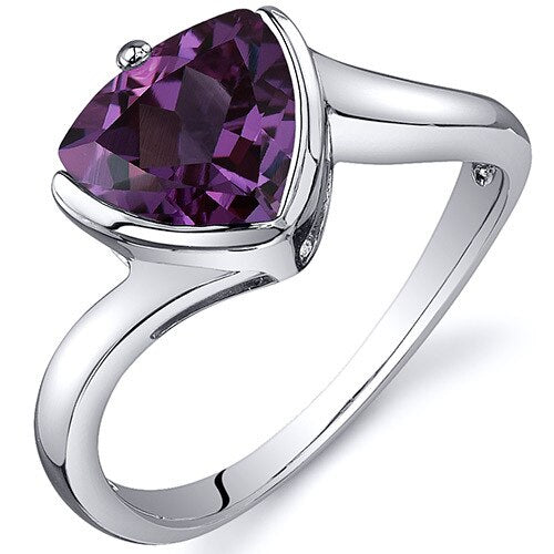 Alexandrite Ring Sterling Silver Trillion Shape 2.5 Carats