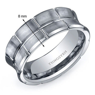 Tapering Sectional 8mm Mens Tungsten Band Size 13