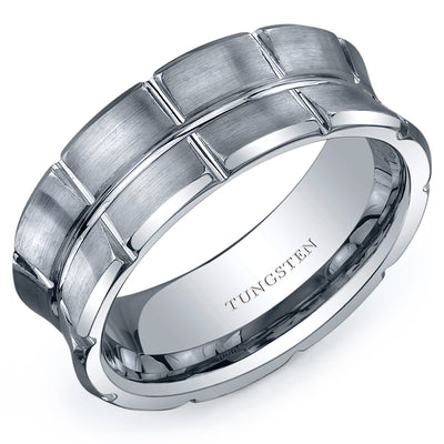 Tapering Sectional 8mm Mens Tungsten Band Size 11.5