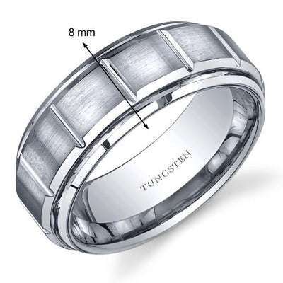 Classic Sectional 8mm Mens Tungsten Band Size 8