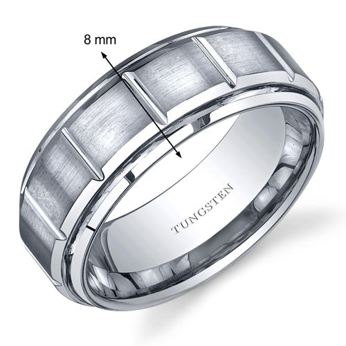 Classic Sectional 8mm Mens Tungsten Band Size 12