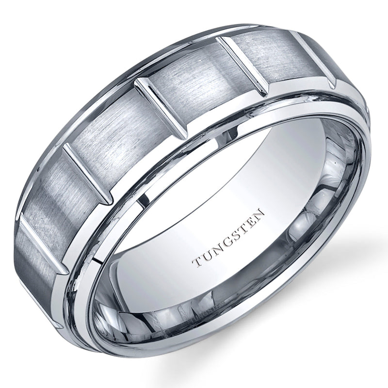 Classic Sectional 8mm Mens Tungsten Band Size 9