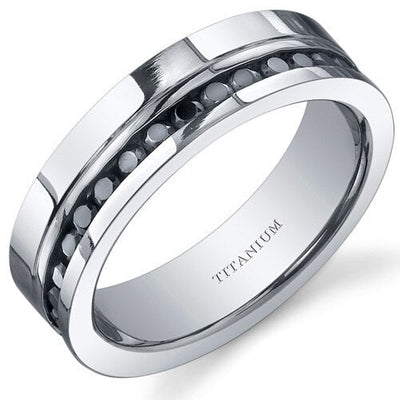 Black Cubic Zirconia 6mm Titanium Eternity Mens Ring