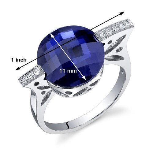 Blue Sapphire Ring Sterling Silver Round Shape 7 Carats