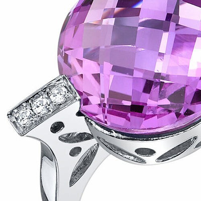 Pink Sapphire Ring Sterling Silver Round Shape 7 Carats