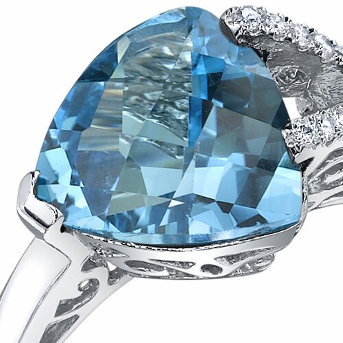 Swiss Blue Topaz Ring Sterling Silver Trillion Shape 2.5 Carat