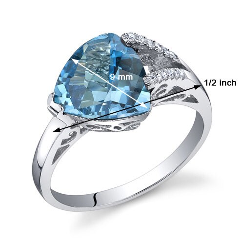 Swiss Blue Topaz Ring Sterling Silver Trillion Shape 2.5 Carat