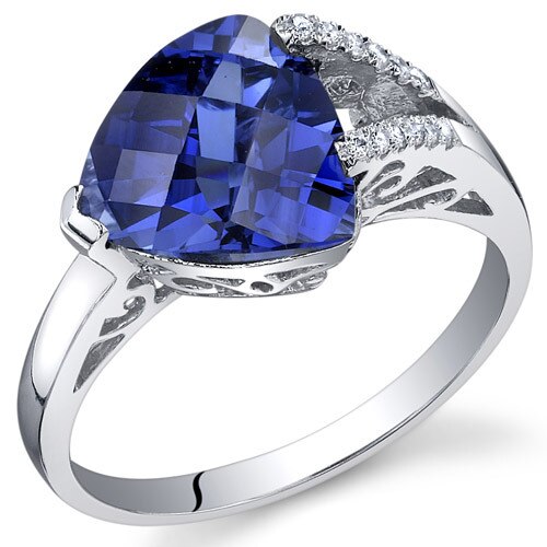 Blue Sapphire Ring Sterling Silver Trillion Shape 3.25 Carats