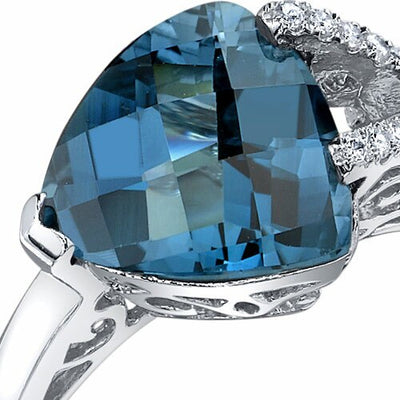 London Blue Topaz Ring Sterling Silver Trillion Shape 2.75 Cts