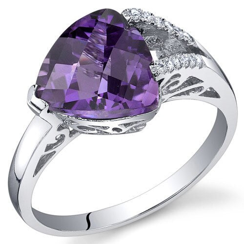 Amethyst Ring Sterling Silver Trillion Shape 2 Carats