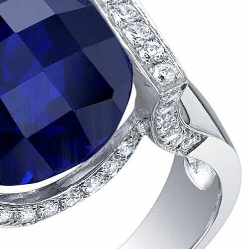 Blue Sapphire Ring Sterling Silver Round Shape 7 Carats