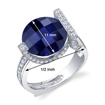 Blue Sapphire Ring Sterling Silver Round Shape 7 Carats