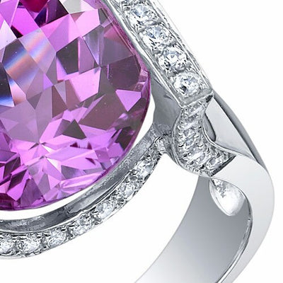 Pink Sapphire Ring Sterling Silver Round Shape 7 Carats