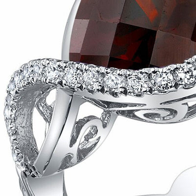 Garnet Ring Sterling Silver Heart Shape 4 Carats