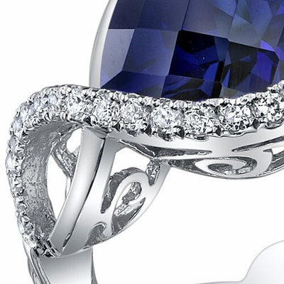 Blue Sapphire Ring Sterling Silver Heart Shape 4 Carats