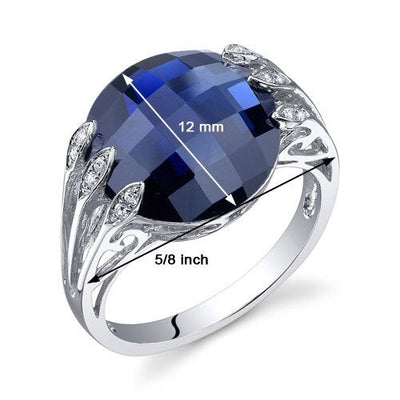 Blue Sapphire Ring Sterling Silver Round Shape 7 Carats