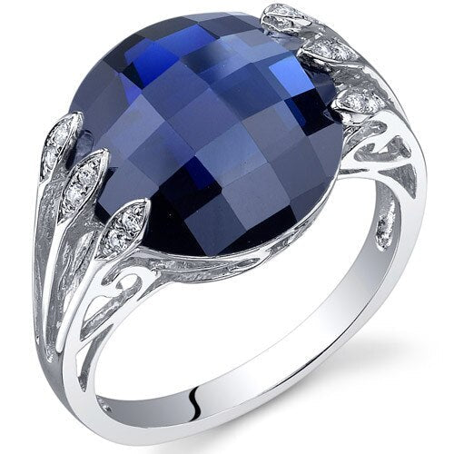 Blue Sapphire Ring Sterling Silver Round Shape 7 Carats