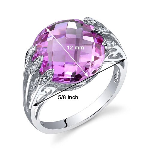 Pink Sapphire Ring Sterling Silver Round Shape 7 Carats