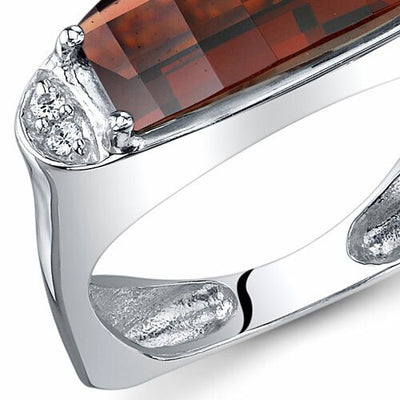 Garnet Ring Sterling Silver Barrel Cut 3 Carats