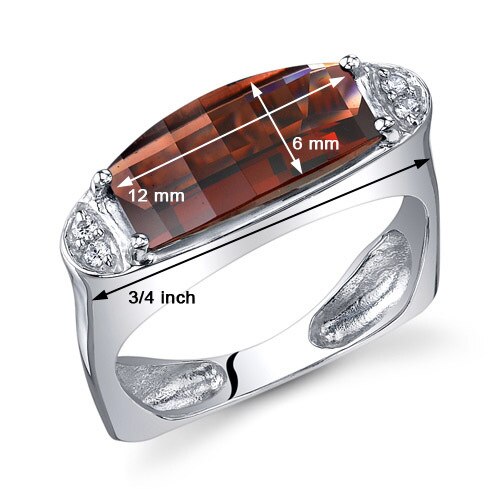 Garnet Ring Sterling Silver Barrel Cut 3 Carats