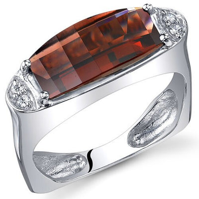 Garnet Ring Sterling Silver Barrel Cut 3 Carats