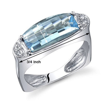 Swiss Blue Topaz Ring Sterling Silver Barrel Cut 3 Carats