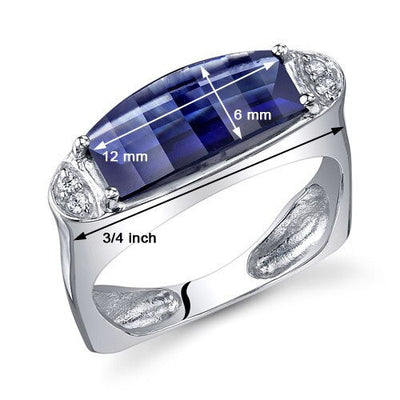 Blue Sapphire Ring Sterling Silver Barrel Cut 3 Carats