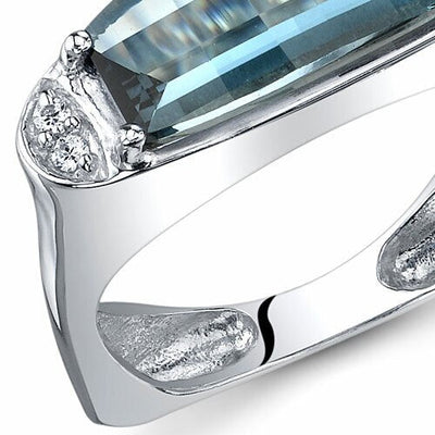 London Blue Topaz Ring Sterling Silver Barrel Cut 3 Carats