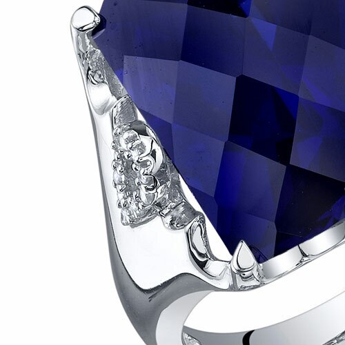 Blue Sapphire Ring Sterling Silver Radiant Shape 16 Carats