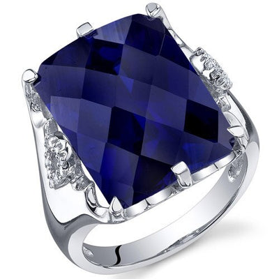 Blue Sapphire Ring Sterling Silver Radiant Shape 16 Carats