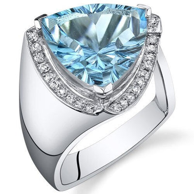 Swiss Blue Topaz Ring Sterling Silver Trillion 7 Carats