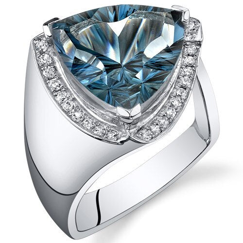 London Blue Topaz Ring Sterling Silver Trillion 7 Carats