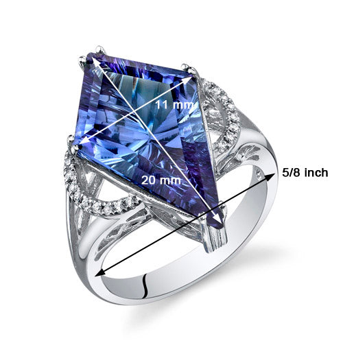 Alexandrite Ring Sterling Silver Kite Shape 9 Carats Size 6