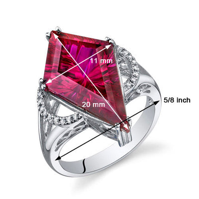 Created Ruby Special Cut Sterling Silver Ring Size 5