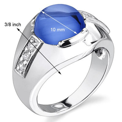 7 cts Round Cut Blue Sapphire Sterling Silver Mens Ring