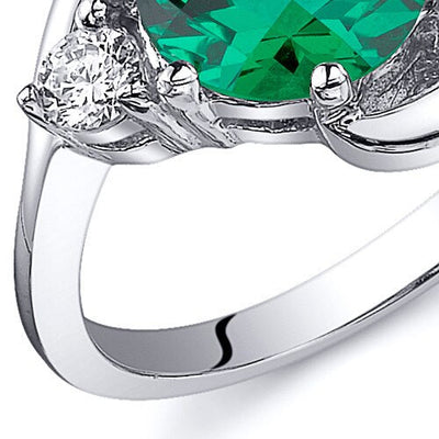 Emerald Ring Sterling Silver Round Shape 1.75 Carats