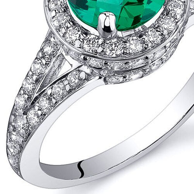 Emerald Ring Sterling Silver Round Shape 1.25 Carats