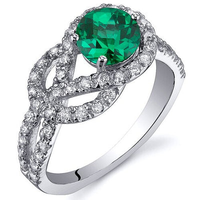 Emerald Ring Sterling Silver Round Shape 0.75 Carats