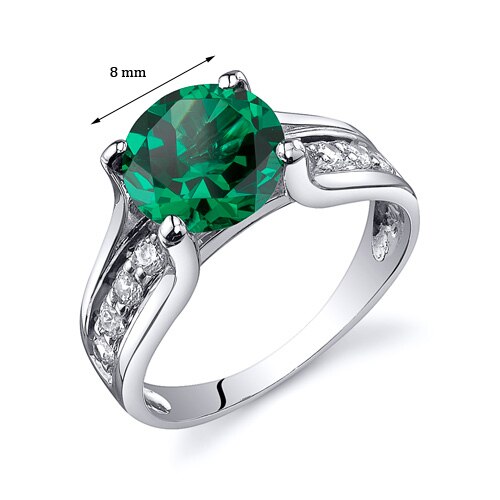 Emerald Ring Sterling Silver Round Shape 1.75 Carats