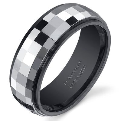 Gunmetal Color 8mm Mens Tungsten Ceramic Band Size 9.5