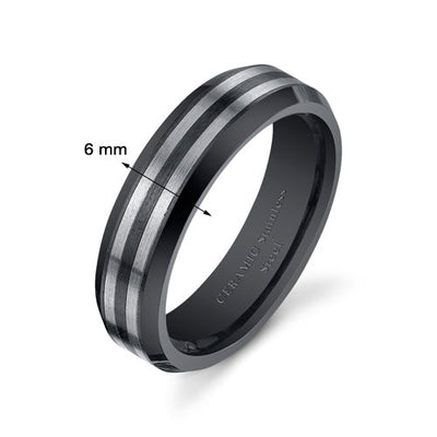 6mm Unisex Stainless Steel and Ceramic Band size 6.5