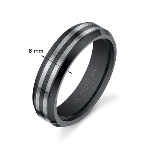 6mm Unisex Stainless Steel and Ceramic Band size 11