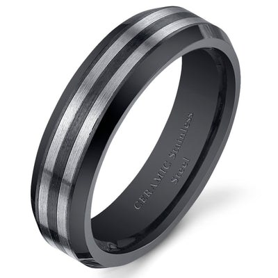 6mm Unisex Stainless Steel and Ceramic Band size 5