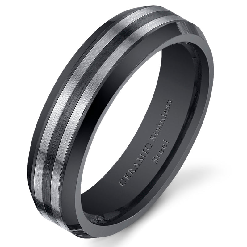 6mm Unisex Stainless Steel and Ceramic Band size 6