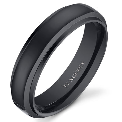 Black Color 6mm Unisex Tungsten Band Size 6