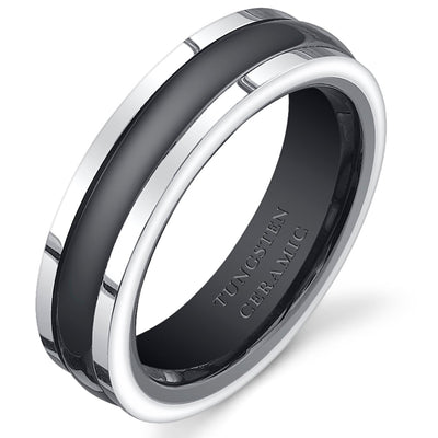 Two Tone Black 5mm Womens Tungsten Ceramic Band Size 5