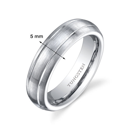 Brushed Finish 5mm Womens Tungsten Band Size 6